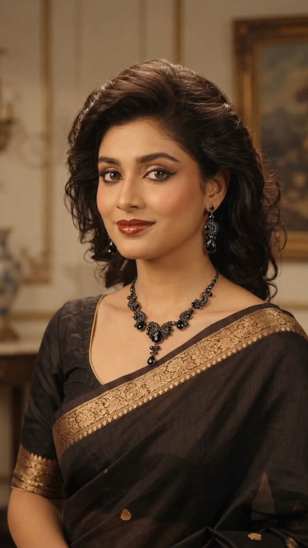 Premium Black stone Diamond Cut Crystal Necklace