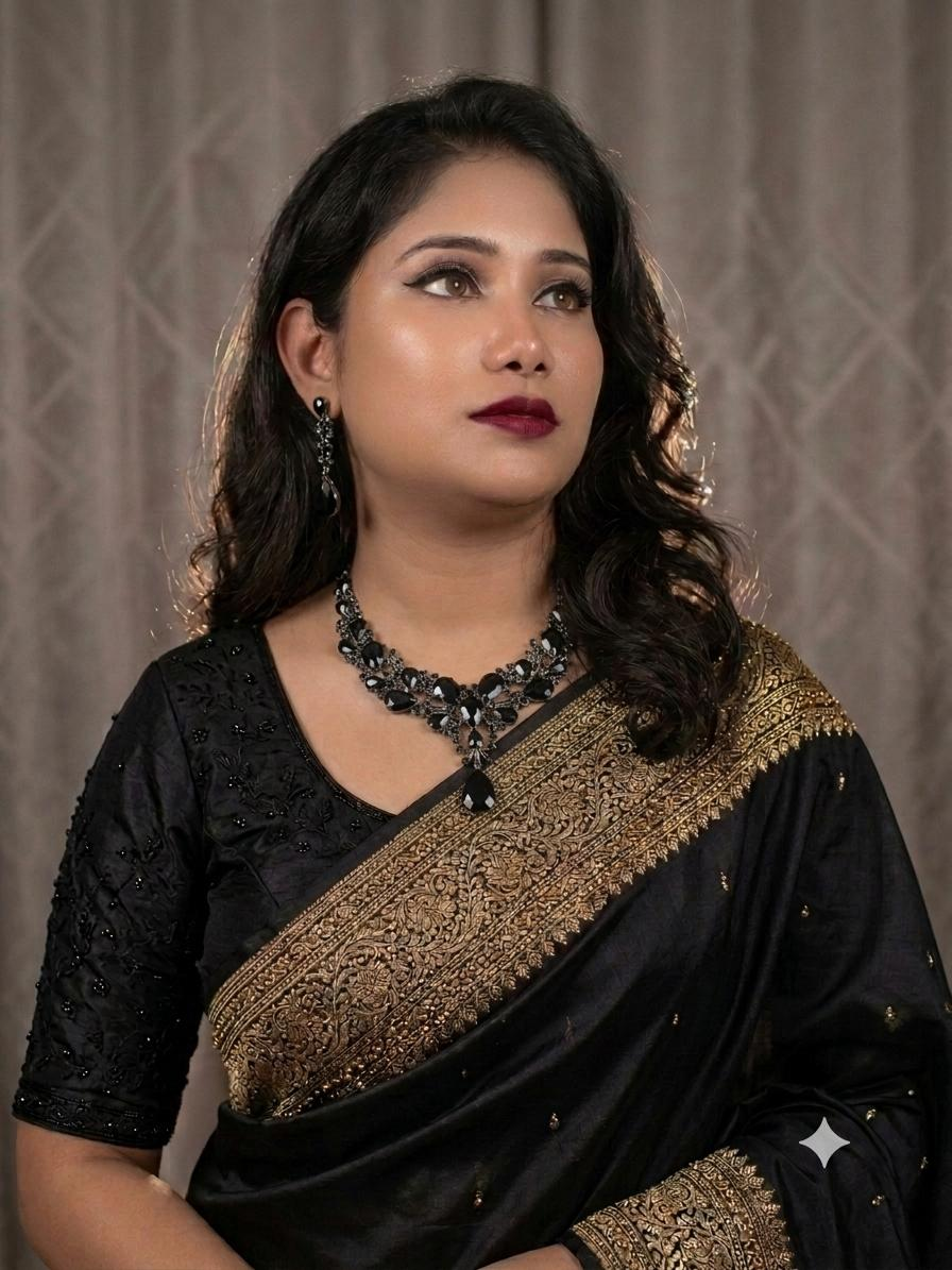 Imported Black Stone Diamond Cut Crystal Necklace ছবি 1