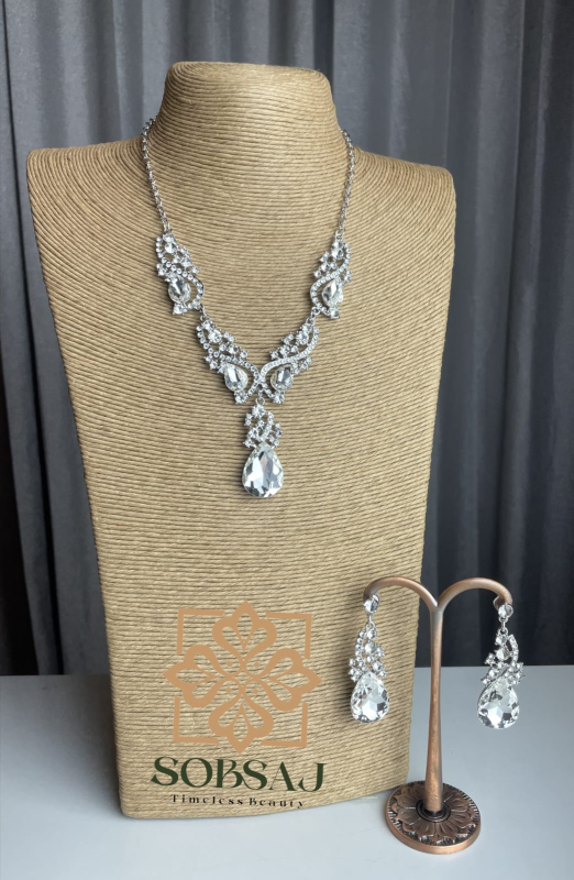Diamond Cut Crystal Jewelry Set ( white )