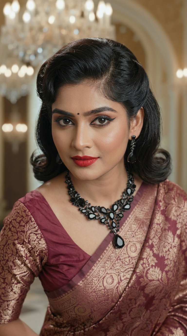 Imported Black Stone Diamond Cut Crystal Necklace ছবি 6