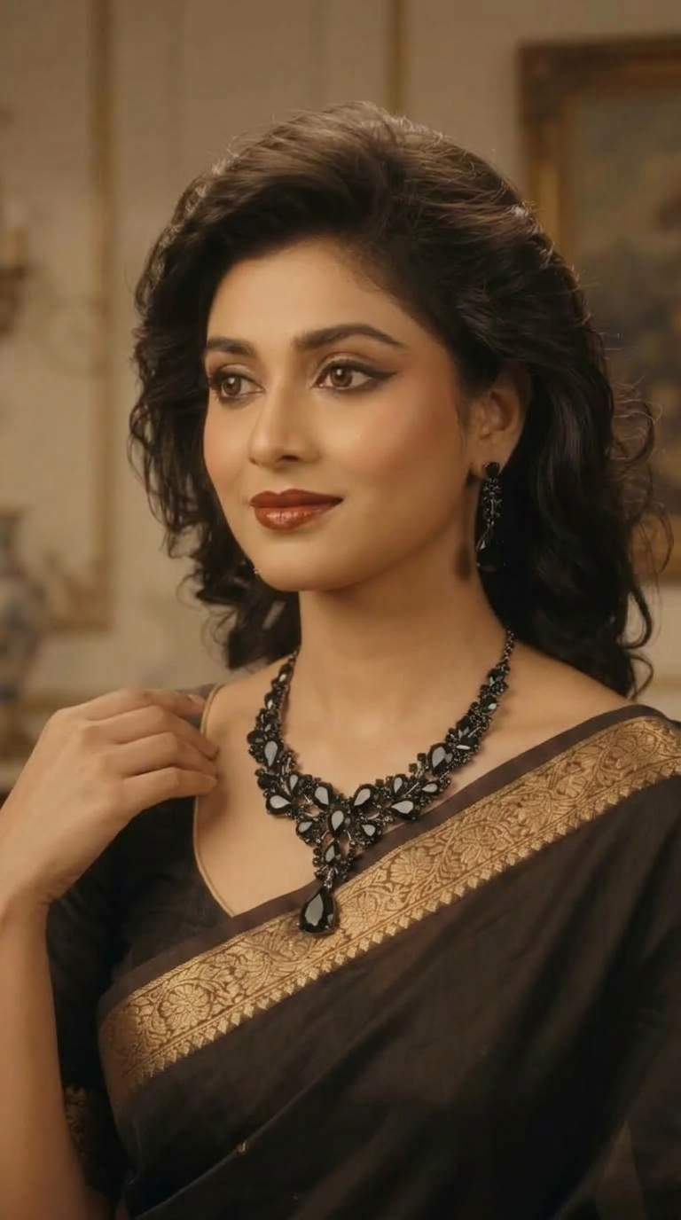 Imported Black Stone Diamond Cut Crystal Necklace ছবি 12