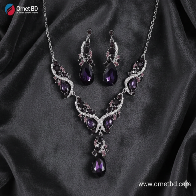 Diamond Cut Crystal Jewelry Set ( Purple )