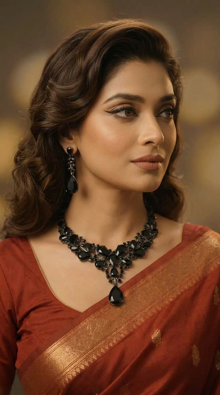 Imported Black Stone Diamond Cut Crystal Necklace ছবি 9
