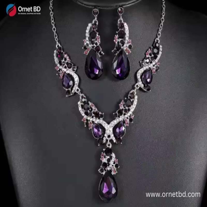 Diamond Cut Crystal Jewelry Set ( Purple )
