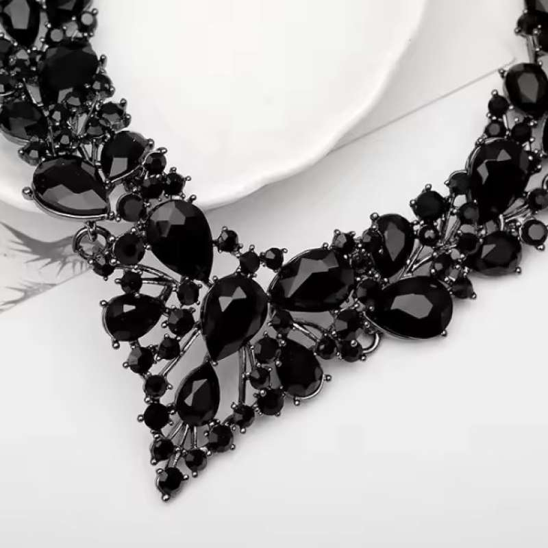 Black Crystal Bridal Necklace