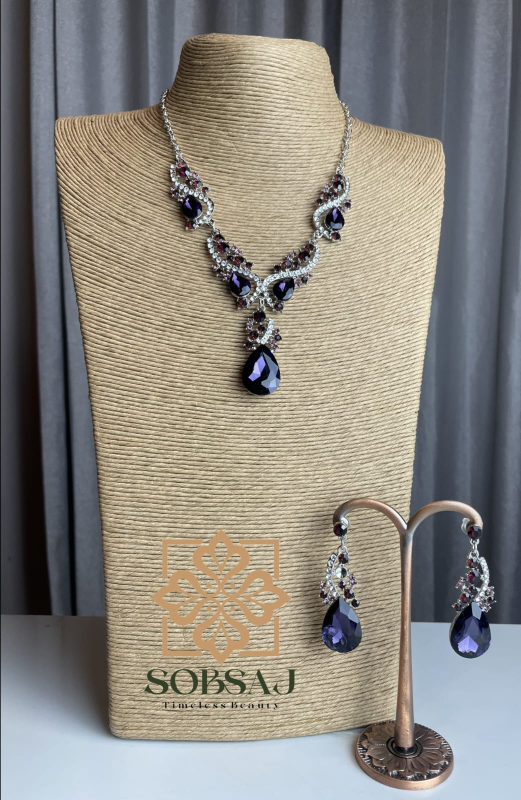 Diamond Cut Crystal Jewelry Set ( Purple )