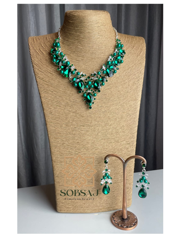 Diamond Cut Crystal Party Set ( Green )