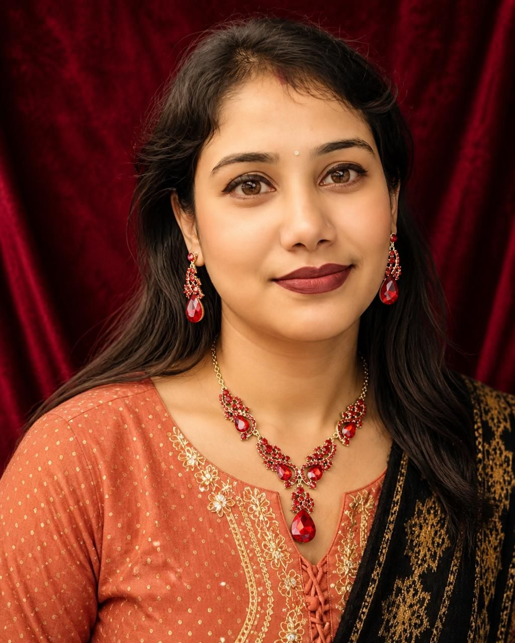 Diamond Cut Crystal Jewelry Set ( Red )